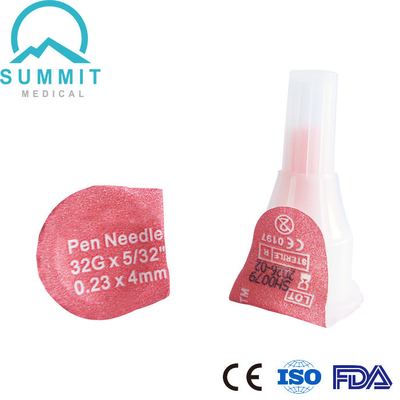 32G 4mm Pen Needles For Insulin Pens 100 Stücke Pfirsich-Farbe-